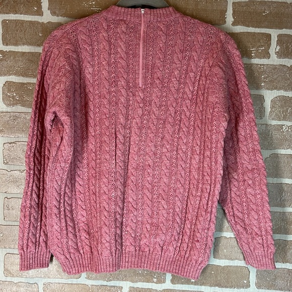 Vintage Dusty Pink Cable Knit Woolen Sweater Back Zip Authentic - Picture 9 of 12